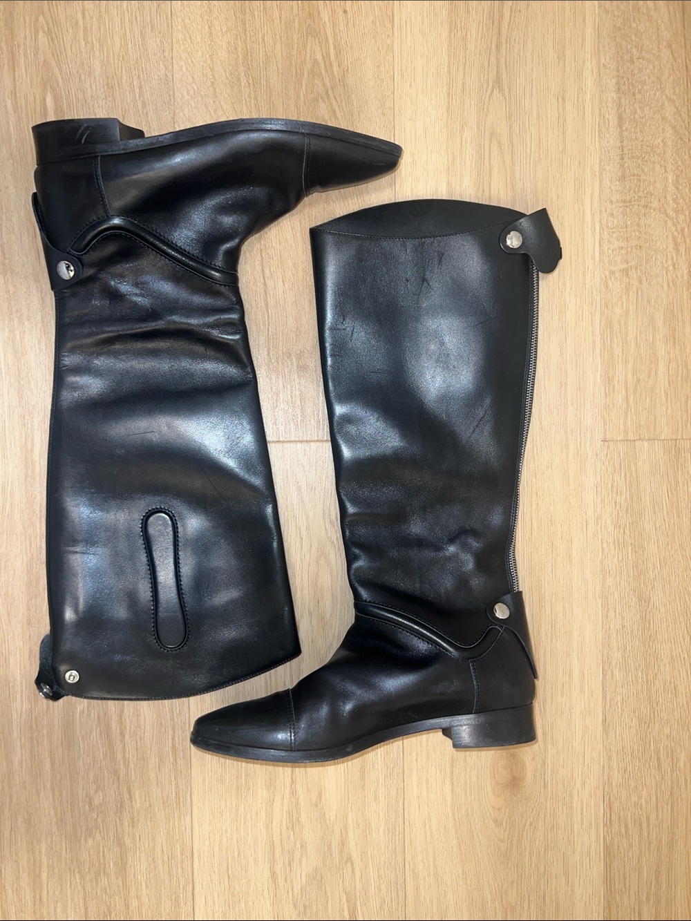 Hermes Black Leather Tall Riding Boots
